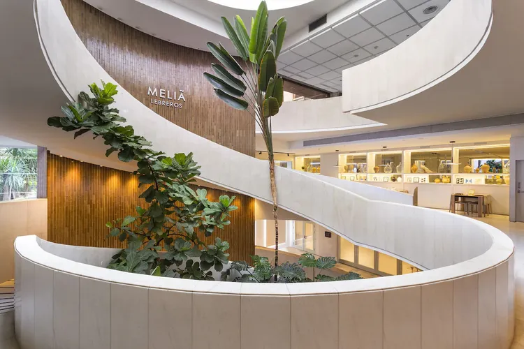 The main staircase in the lobby of the Hotel Meliá Lebreros Sevilla